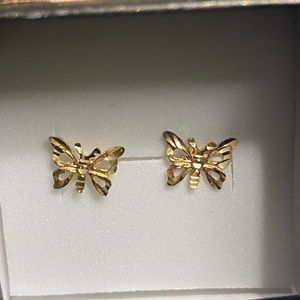 Brand NEW 10K Gold Butterfly Stud Earrings